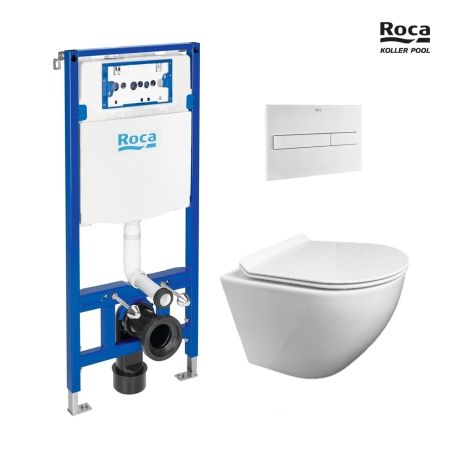 BASTIDOR ROCA DUPLO PACK CISTERNA EMPOTRADA Y PULSADOR PL7 BL M C/ WC SUSPENDIDO KP ROUND SMART Tornado 3.0 Blanco Br Tapa Fina
