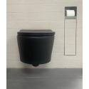BASTIDOR ROCA DUPLO PACK CISTERNA EMPOTRADA Y PULSADOR PL7 BLANCO MATE CON INODORO SUSPENDIDO Rimless Lia Negro Mat de AQUA