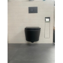 BASTIDOR ROCA DUPLO PACK CISTERNA EMPOTRADA Y PULSADOR PL7 BLANCO MATE CON INODORO SUSPENDIDO Rimless Lia Negro Mat de AQUA
