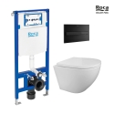 BASTIDOR ROCA DUPLO PACK CISTERNA EMPOTRADA Y PULSADOR PL7 DUAL NEG MAT CON WC SUSPENDIDO KP ROUND SMART Blanco Br Tornado 3.0