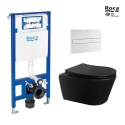 BASTIDOR ROCA DUPLO PACK CISTERNA EMPOTRADA Y PULSADOR PL7 BL MAT CON INODORO SUSPENDIDO Rim-ex Brevis Neg Mat de SAT