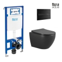 BASTIDOR ROCA DUPLO PACK CISTERNA EMPOTRADA Y PULSADOR ROCA (ONE) PL7 DUAL NEGRO CON INODORO SUSPENDIDO RUBIN NEGRO 48,2cm AQUA