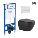 BASTIDOR ROCA DUPLO PACK CISTERNA EMPOTRADA Y PULSADOR PL1 BLANCO BRILLO CON INODORO SUSPENDIDO RUBIN NEGRO 48,2cm AQUA