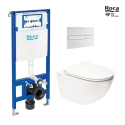 BASTIDOR ROCA DUPLO ONE PACK CISTERNA EMPOTRADA Y PULSADOR PL7 BLANCO MAT CON INODORO SUSPENDIDO RIM-EX INFINITIO BLA BR 54CM