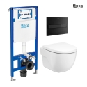 BASTIDOR ROCA DUPLO CON CISTERNA EMPOTRADA, PULSADOR NEGRO MATE, INODORO SUSPENDIDO ROCA MERIDIAN 48CM