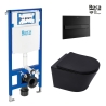 BASTIDOR ROCA DUPLO ONE PACK CISTERNA EMPOTRADA Y PULSADOR PL7 NEGRO MATE CON INODORO SUSPENDIDO RIM-EX INFINITIO NEG MAT 48 CM