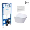 BASTIDOR ROCA DUPLO ONE PACK CISTERNA EMPOTRADA Y PULSADOR PL1 BLANCO BR CON INODORO SUSPENDIDO RIM-EX INFINITIO BLANCO MAT 48CM