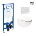 BASTIDOR ROCA DUPLO ONE PACK CISTERNA EMPOTRADA Y PULSADOR PL1 BLANCO BR CON INODORO SUSPENDIDO RIM-EX INFINITIO BLANCO BR 54 CM