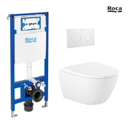 BASTIDOR ROCA DUPLO ONE PACK CISTERNA EMPOTRADA Y PULSADOR PL10 BLANCO MATE CON INODORO SUSPENDIDO RIM-EX ROCA ONA
