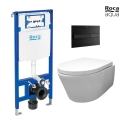 BASTIDOR ROCA DUPLO CISTERNA EMPOTRADA Y PULSADOR PL7 DUAL NEGRO MATE CON INODORO SUSPENDIDO Rim-ex Avangard blanco br AQUA