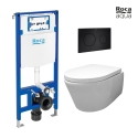 BASTIDOR ROCA DUPLO CISTERNA EMPOTRADA Y PULSADOR PL10 NEGRO MATE CON INODORO SUSPENDIDO Rim-ex Avangard blanco br AQUA
