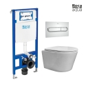 BASTIDOR ROCA DUPLO PACK CISTERNA EMPOTRADA Y PULSADOR PL1 DUAL CROMO BR CON INODORO SUSPENDIDO RIMLESS OASIS BLANCO BRILLO 48CM
