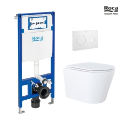 BASTIDOR ROCA DUPLO ONE PACK CISTERNA EMPOTRADA Y PULSADOR PL10 BLANCO M CON WC SUSP ORION BL BR 51,5cm CON SISTEMA VORTEX KP