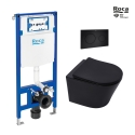 BASTIDOR ROCA DUPLO PACK CISTERNA EMPOTRADA Y PULSADOR PL10 NEGRO CON INODORO SUSPENDIDO RIM-EX INFINITIO NEGRO MAT 48cm DE SAT