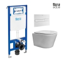 BASTIDOR ROCA DUPLO PACK CISTERNA EMPOTRADA Y PULSADOR PL7 BLANCO MATE CON INODORO SUSPENDIDO RIMLESS OASIS BLANCO BRILLO 48CM