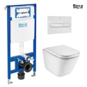 BASTIDOR ROCA DUPLO PACK CISTERNA EMPOTRADA Y PULSADOR PL1 BL BR CON INODORO SUSPENDIDO ROCA THE GAP BL BR CON SISTEMA RIMLESS