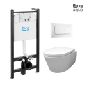BASTIDOR ROCA ACTIVE PACK CISTERNA EMPOTRADA Y PULSADOR BLANCO BRILLO CON INODORO SUSPENDIDO Rim-ex Croma blanco br AQUA