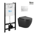 BASTIDOR ROCA ACTIVE PACK CISTERNA EMPOTRADA Y PULSADOR BLANCO BRILLO CON INODORO SUSPENDIDO RUBIN NEGRO 48,2cm AQUA