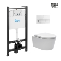 Bastidor Roca Active pack cisterna empotrada y pulsador blanco New con inodoro suspendido Brevis Rim-Ex Blanco 48cm de SAT