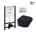 Bastidor ROCA Active pack cisterna empotrada y pulsador PVC cromo mate con inodoro suspendido Rim-ex Infinitio negro de SAT
