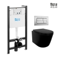 BASTIDOR ROCA ACTIVE PACK CISTERNA EMPOTRADA Y PULSADOR CROMO MAT CON INODORO SUSPENDIDO RIMLESS MIRAGE NEGRO MATE 48CM