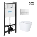 BASTIDOR ROCA ACTIVE CON CISTERNA EMPOTRADA Y PULSADOR BLANCO BRILLO NEW y WC susp. Orion blanco Tapa Fina 51,5 cm VORTEX KP