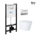 BASTIDOR ROCA ACTIVE CON CISTERNA EMPOTRADA Y PULSADOR PVC cromo brillo y WC susp. Orion blanco Tapa Fina 51,5 cm VORTEX KP
