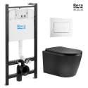 BASTIDOR ROCA ACTIVE PACK CISTERNA EMPOTRADA Y PULSADOR BLANCO BR CON INODORO SUSPENDIDO NEBULA BLACK MATE RIMLESS