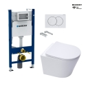 Bastidor GEBERIT Duofix pack cisterna empotrada y pulsador DELTA 01 blanco con inodoro suspendido Rim-ex Infinitio blanco br SAT