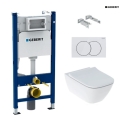 Bastidor GEBERIT Duofix pack cisterna empotrada y pulsador DELTA 01 blanco br con inodoro suspendido Smyle Square de Geberit