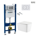 Bastidor GEBERIT Duofix pack cisterna empotrada y pulsador DELTA 01 bl br con INODORO SUSPENDIDO TREND Bl Br SISTEMA VORTEX KP