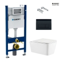 Bastidor GEBERIT Duofix PACK cisterna empotrada Y pulsador DELTA 50 BLACK CON INODORO SUSP. TREND Blanco VORTEX KP