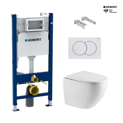BASTIDOR GEBERIT DUOFIX CON CISTERNA EMPOTRADA, PULSADOR DELTA 01, INODORO SUSPENDIDO TORNADO 67 SISTEMA VORTEX BLANCO DE SAT