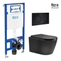BASTIDOR ROCA DUPLO CON CISTERNA EMPOTRADA Y PULSADOR PL10 NEGRO MATE CON INODORO SUSPENDIDO NEBULA BLACK MATE RIMLESS