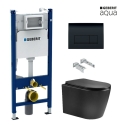BASTIDOR GEBERIT DUOFIX PACK CISTERNA EMPOTRADA Y PULSADOR DELTA 50 NEG BR CON INODORO SUSPENDIDO NEBULA BLACK MATE RIMLESS
