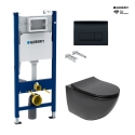 Bastidor GEBERIT Duofix pack cisterna empotrada y pulsador DELTA50 negro con WC suspendido Rim-ex Infinitio negro de 54cm SAT