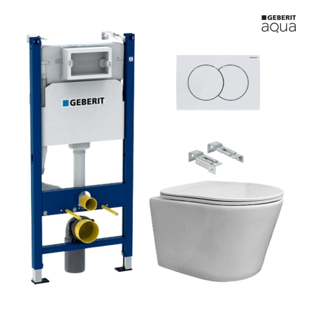 BASTIDOR GEBERIT PACK CISTERNA EMPOTRADA Y PULSADOR DELTA 01 BLANCO BR CON INODORO SUSPENDIDO RIMLESS OASIS BLANCO BRILLO 48CM