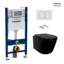 BASTIDOR GEBERIT PACK CISTERNA EMPOTRADA Y PULSADOR DELTA 01 BLANCO BR CON INODORO SUSPENDIDO RIMLESS MIRAGE NEGRO MATE 48CM