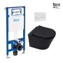 BASTIDOR ROCA DUPLO PACK CISTERNA EMPOTRADA Y PULSADOR PL1 DUAL BL CON WC SUSPENDIDO RIM-EX INFINITIO NEGRO MAT 48cm DE SAT