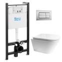 BASTIDOR ROCA ACTIVE PACK CISTERNA EMPOTRADA Y PULSADOR CROMO MAT CON INODORO SUSPENDIDO Tornado 3.0 Orion Tapa Envolvente de KP
