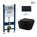 Bastidor GEBERIT Duofix pack cisterna empotrada y pulsador DELTA 50 Neg Br con inodoro suspendido Rim-ex Brevis Neg Mat de SAT