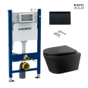 Bastidor GEBERIT Duofix pack cisterna empotrada y pulsador DELTA 50 ng br con WC suspendido AQUA ECLIPSE NEGRO MATE Rimless 48CM