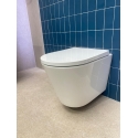 Bastidor GROHE pack cisterna empotrada y pulsador negro mate con inodoro susp ORION TORNADO TAPA ENVOLVENTE blanco brillo de KP