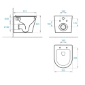 Bastidor GROHE pack cisterna empotrada y pulsador negro mate con inodoro susp ORION TORNADO TAPA ENVOLVENTE blanco brillo de KP