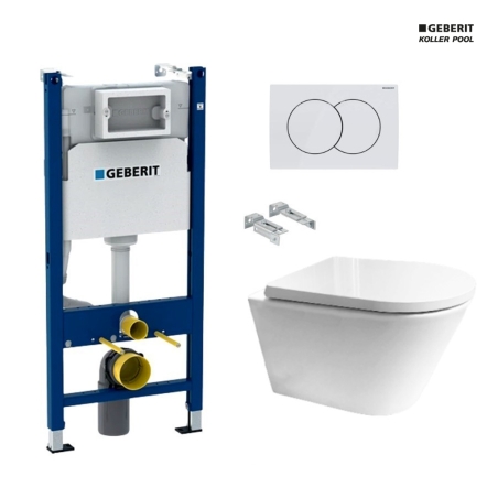 Bastidor GEBERIT Duofix pack cisterna empotrada y pulsador DELTA 01 bl br con WC susp ORION TAPA ENVOLVENTE Bl Br Tornado 3.0