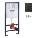 Cisterna empotrada Kit completo Rapid SL Grohe. Bastidor y pulsador COSMOPOLITAN Negro Mate con anclajes