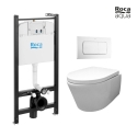 BASTIDOR ROCA ACTIVE PACK CISTERNA EMPOTRADA Y PULSADOR BLANCO BRILLO CON INODORO SUSPENDIDO Rimless Avangard blanco br AQUA