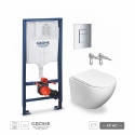 BASTIDOR GROHE PACK CISTERNA EMPOTRADA Y PULSADOR CROMO BR CON INODORO SUSPENDIDO ROUND SMART 52cm TOR 3 TAPA ENVOLV MARCA KP