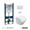 BASTIDOR GEBERIT PACK CISTERNA EMPOTRADA Y PULSADOR DELTA 01 BL CON INODORO SUSPENDIDO ROUND SMART 52cm TOR 3 TAPA ENV.MARCA KP