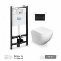 BASTIDOR ROCA ACTIVE PACK CISTERNA EMPOTRADA Y PULSADOR NEGRO MAT CON INODORO SUSPENDIDO ROUND SMART 52cm TOR3 TAPA ENV.MARCA KP